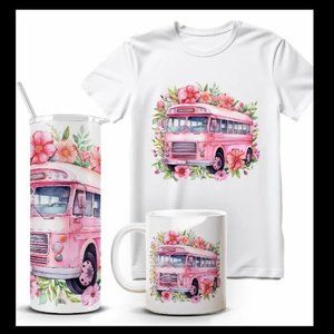 School Bus SS Skinny Tumbler - Choose 1 Design- Hot or Cold w clear lid